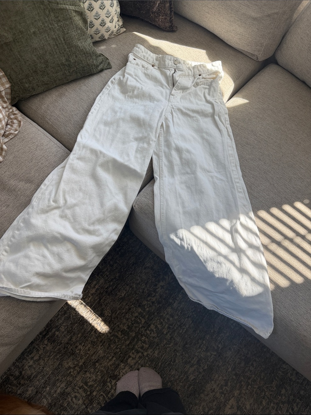 H&M White Wide-Leg High-Rise Women's Jeans